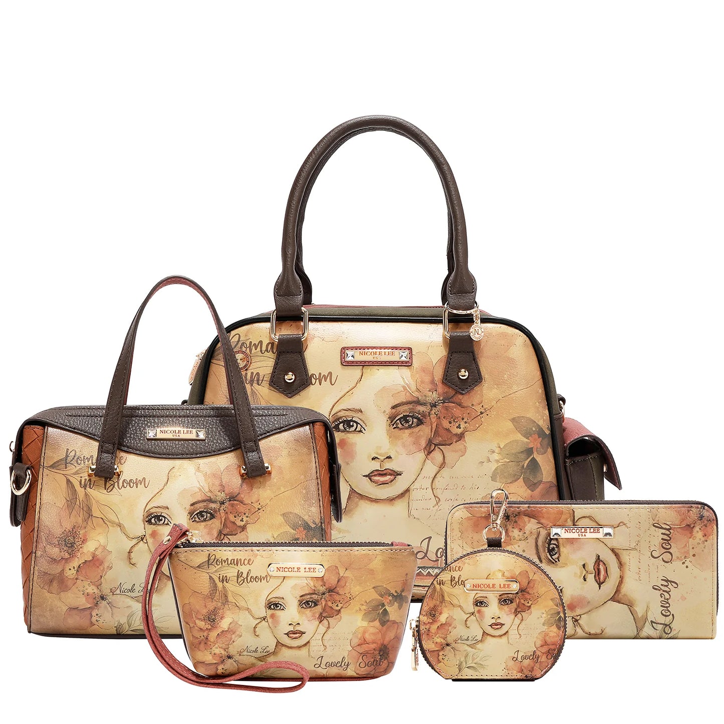 CONJUNTO DE 5 PIEZAS REFLECTION OF LOVE (BOLSO DE MANO, BOLSO BANDOLERA, BOLSO DE MANO, MONEDERO, CARTERA) SET 17600