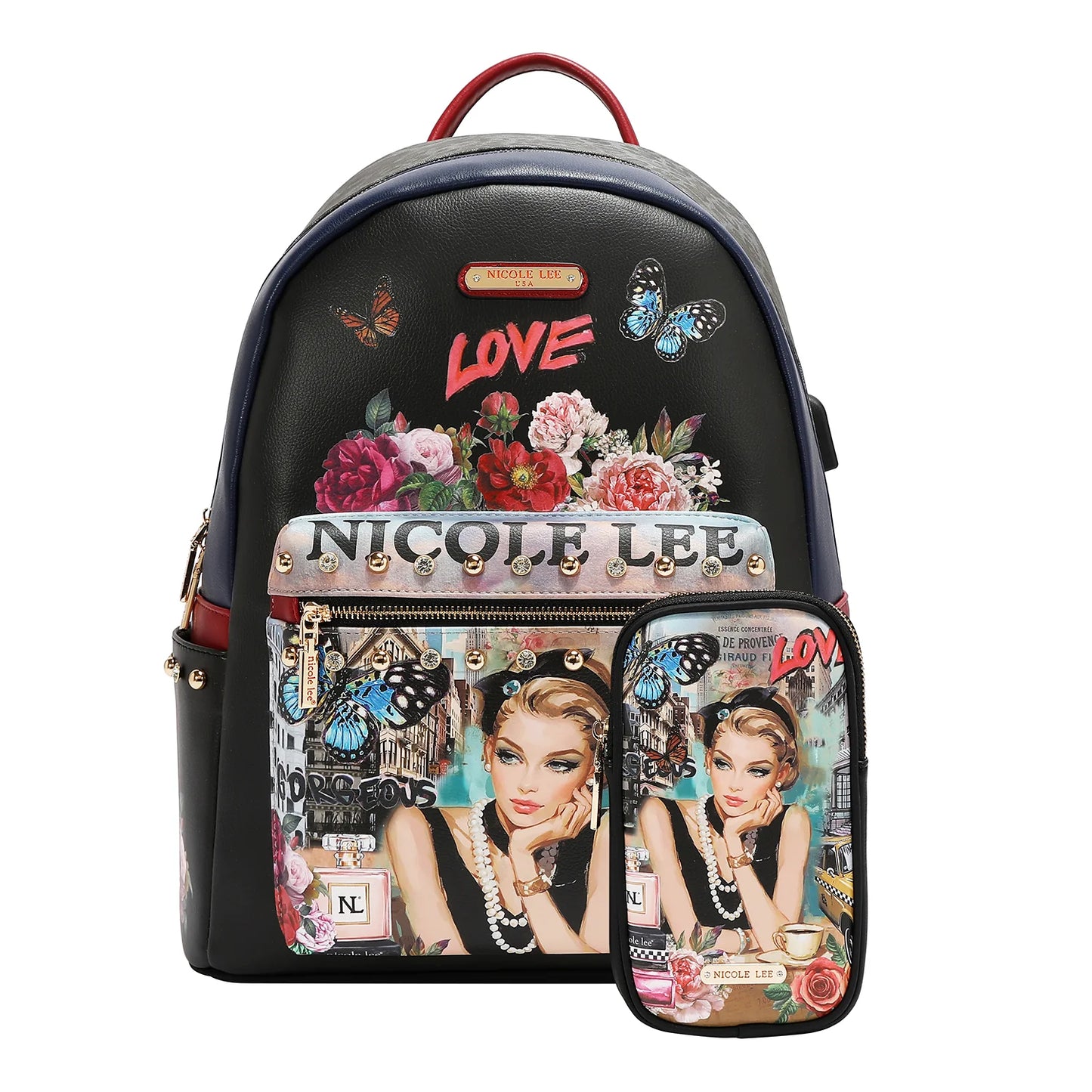 MOCHILA GRANDE DE MODA CON PUERTO DE CARGA USB Y BOLSO